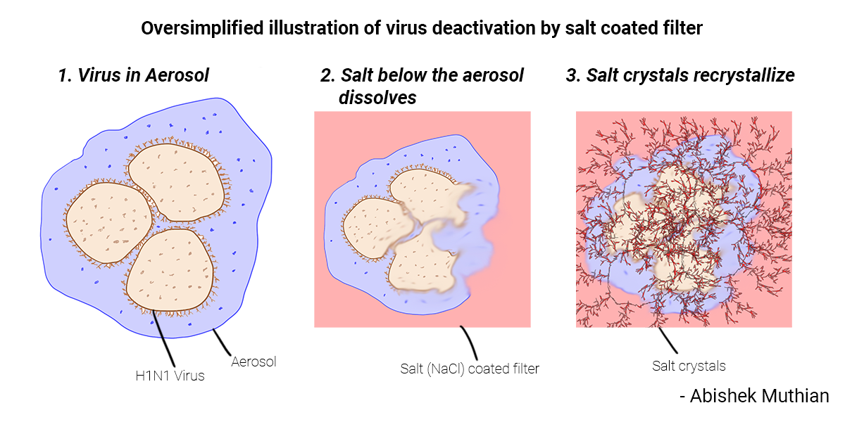 Illustration of virus deactivation by salt filter