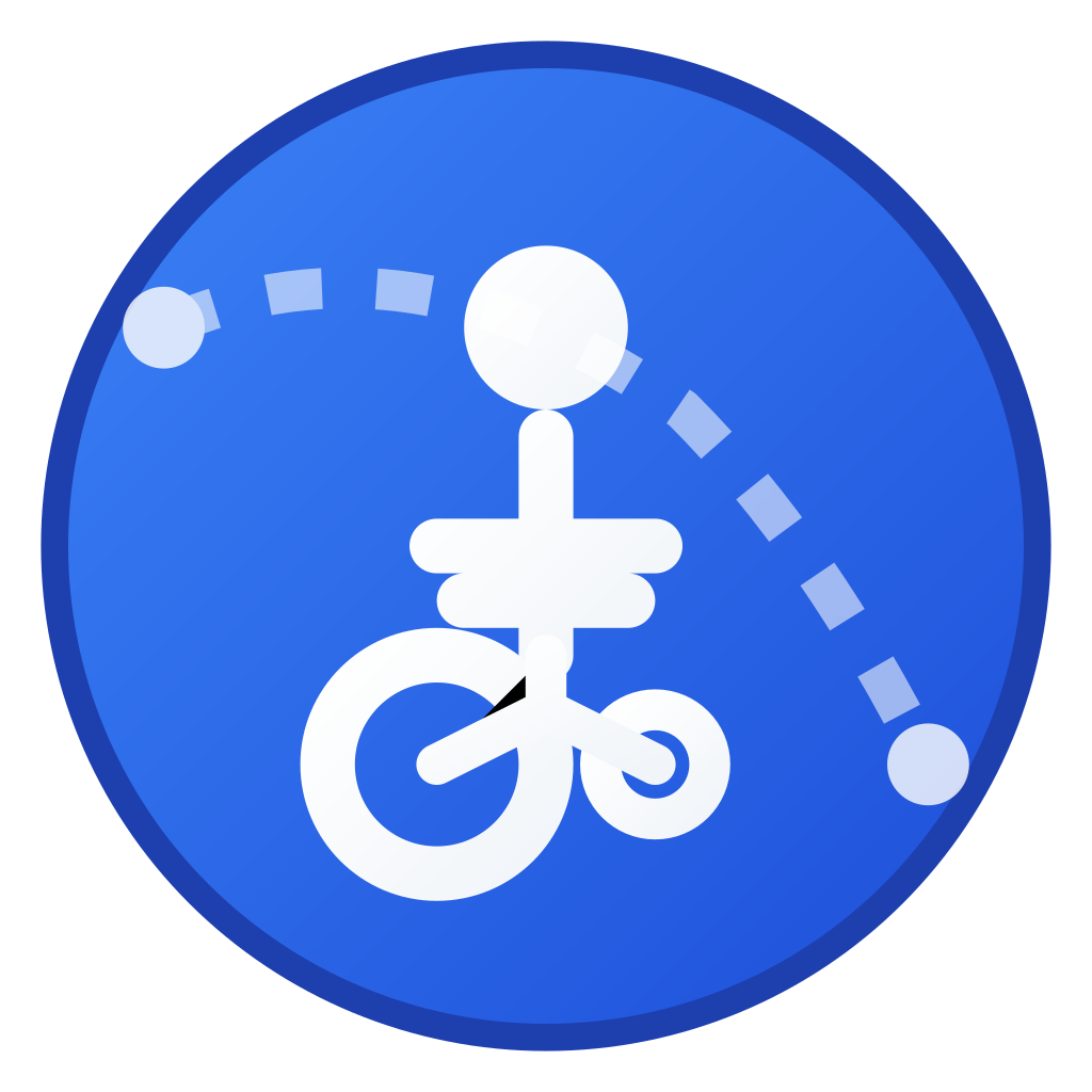 A combination of location pin and wheelchair