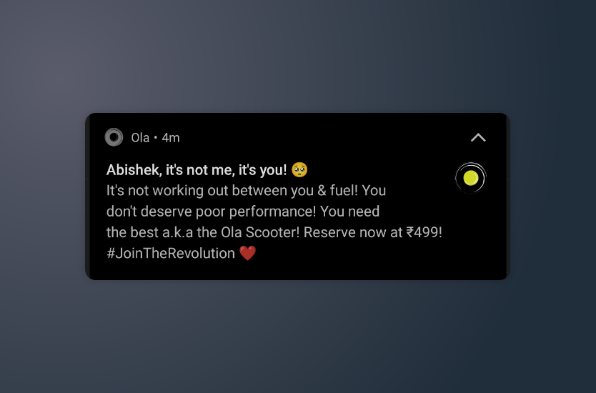 Ola Scooter Notification Pollution
