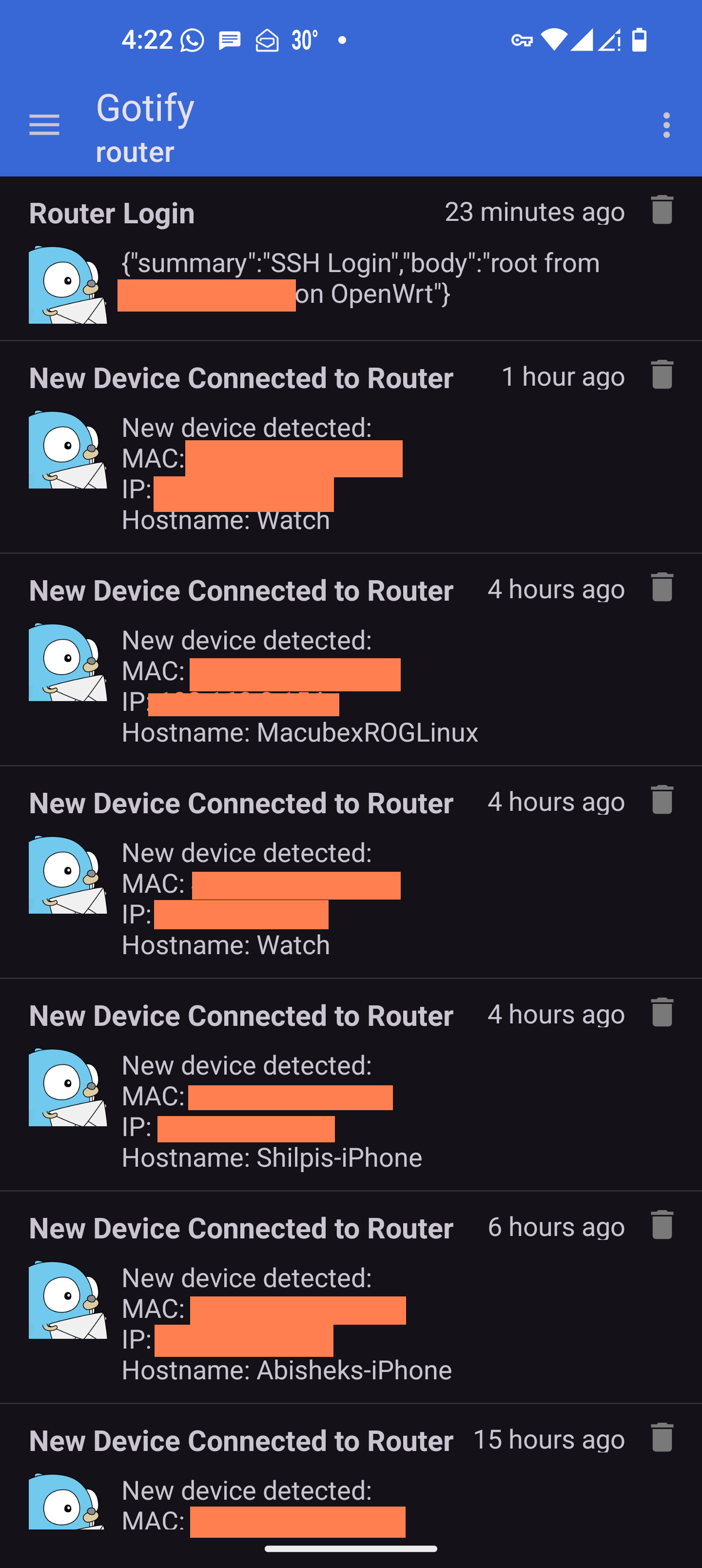 OpenWRT new device notification in Gotify on android