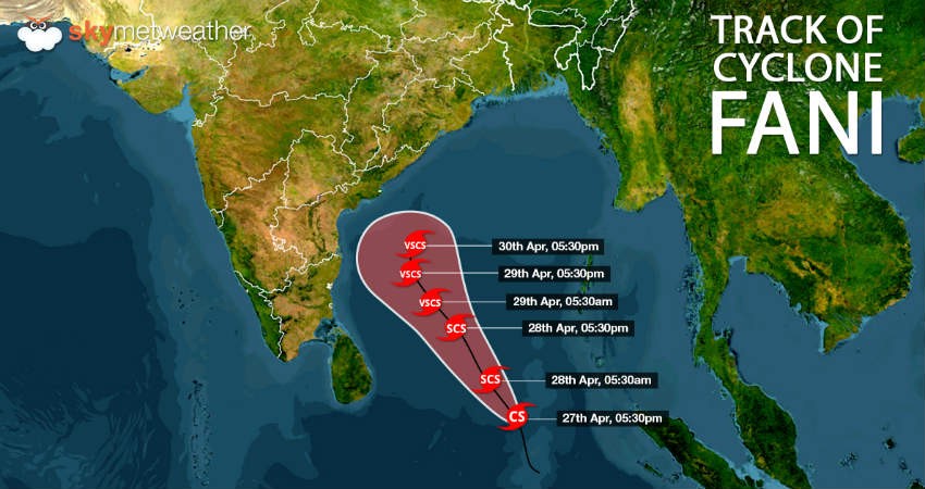 Track of Cyclone Fani a week back