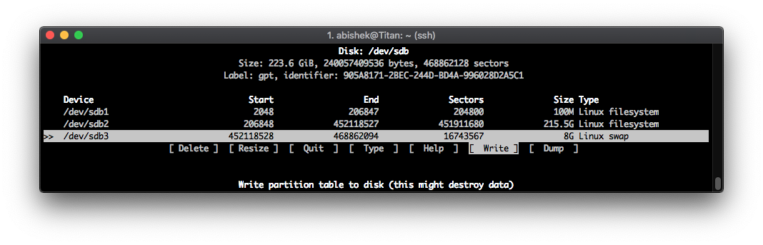 Creating swap partition