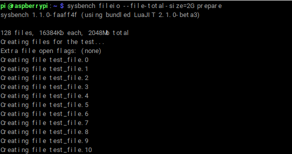 Sysbench test on Toshiba Exceria M301 class 10 UHS-1 16 GB